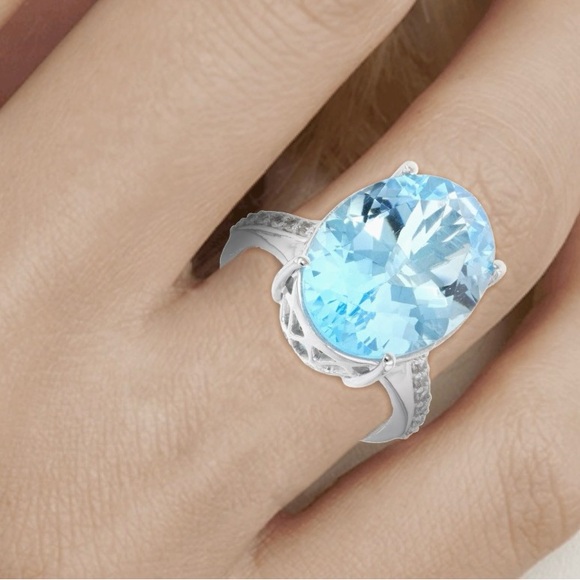 BlueTopaz/Silver Ring - Picture 2 of 7